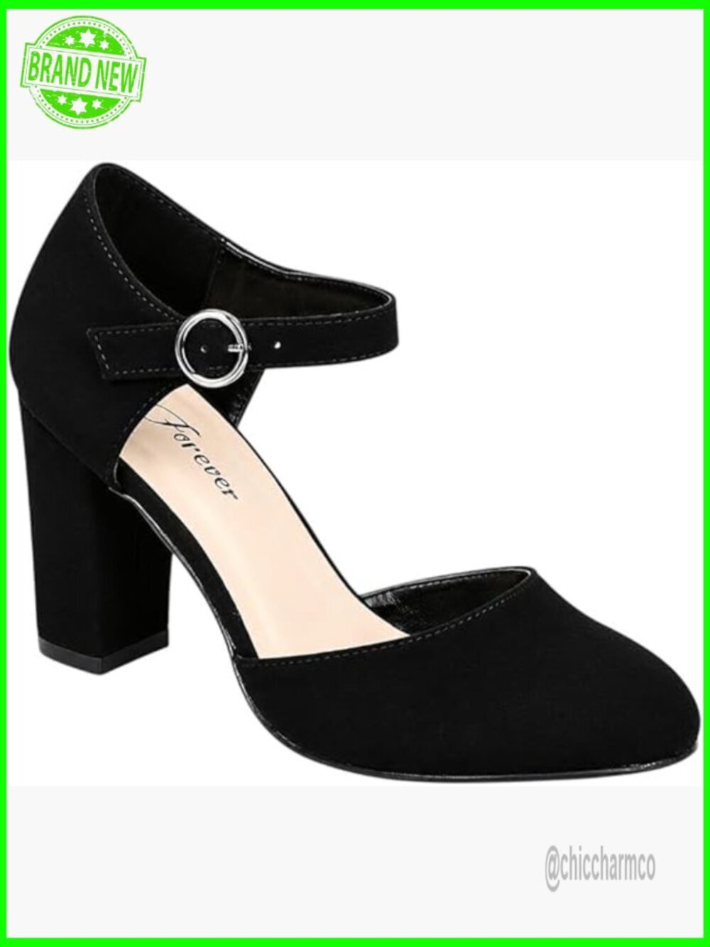 Closed Toe Chunky Heels Ankle Strap Block Heels Round Toe Dress Pumps Shoes